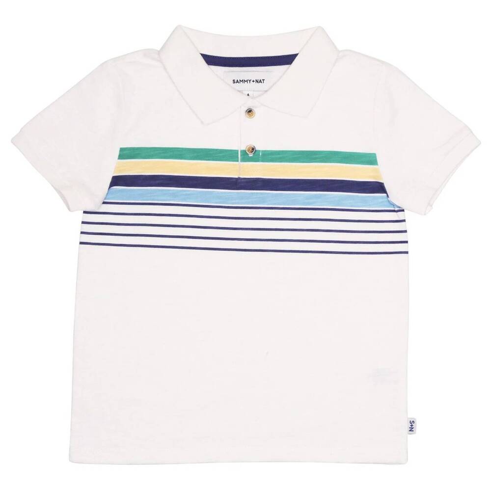 NEW SAMMY + NAT kids' cool multi andrew polo in white